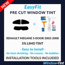 EasyFit Static Pre Cut Tint & Tools For Renault Megane 3-door 2002-08 5% Limo