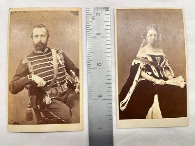 2x c1866 CDV King Charles XV & Queen Louise of the Netherlands Sweden Photograph