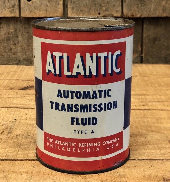Vintage ATLANTIC Transmission Fluid Qt Gas Service Station Not Oil Tin