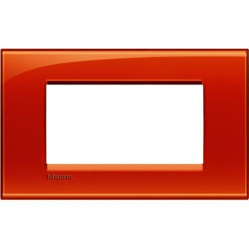 Placca Rettangolare 4 Moduli BTicino Livinglight Arancio Deep Design Moderno