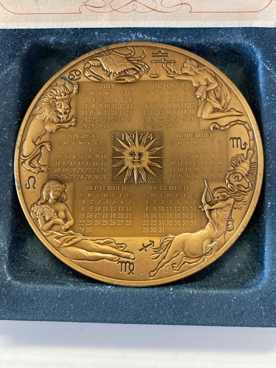 THE FRANKLIN MINT 1974 CALENDAR ART MEDAL BRONZE WITH BOX | eBay