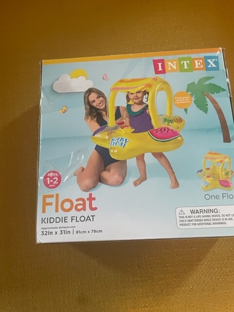 Intex Yellow Kiddie Float/ Baby Float Inflatable Seat with Sunshade NIB