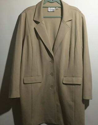 Linea Louis Dell'Olio Button Down Ponte Knit Jacket Plus Size 28W Taupe A257333