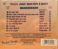 1251 MONICA SPICE JEWEL   POCKET SONGS KARAOKE CDG  LOT MI