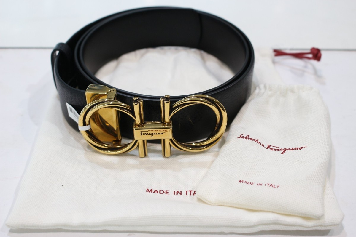Ferragamo Black Leather Adjustable Gancini Belt | eBay