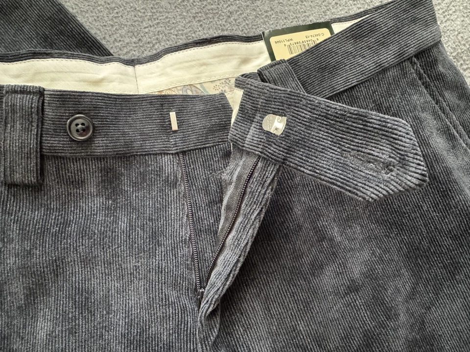 NWT $115 BERLE Black Flat Front Corduroy Pants - Men 36 Regular / 36x38 Unhemmed - Image 3 of 4