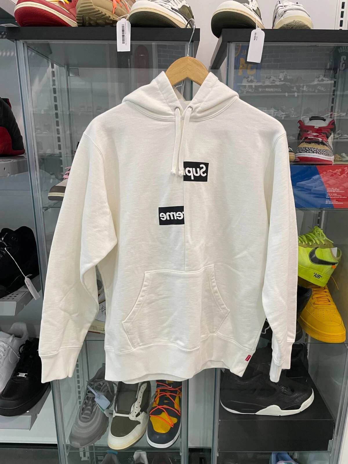 Sweat à capuche blanc Supreme CDG Split Box Logo TAILLE M ENVOI RAPIDE NEUF
