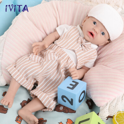 IVITA 15'' Full Soft Silicone Reborn Baby Boy Doll Squishy Silikon Puppe Doll