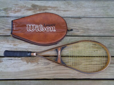 VINTAGE WILSON LEGACY WOOD/BORON/FIBERGASS SQUASH RACKET + COVER - 4 1/4'' LIGHT