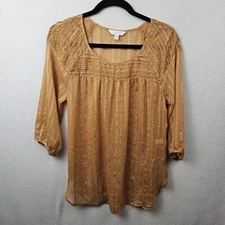 LC Lauren Conrad Top Woman’s Size Medium Yellow 3/4 Sleeve Blouse