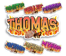 Custom Football Name Sticker Vinyl Decal Gift Water Bottle Laptop Tumbler