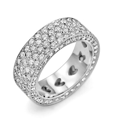 3.50 Ct Round Diamond Eternity Pave Set Wedding Band VS2 F Ring 14k ...