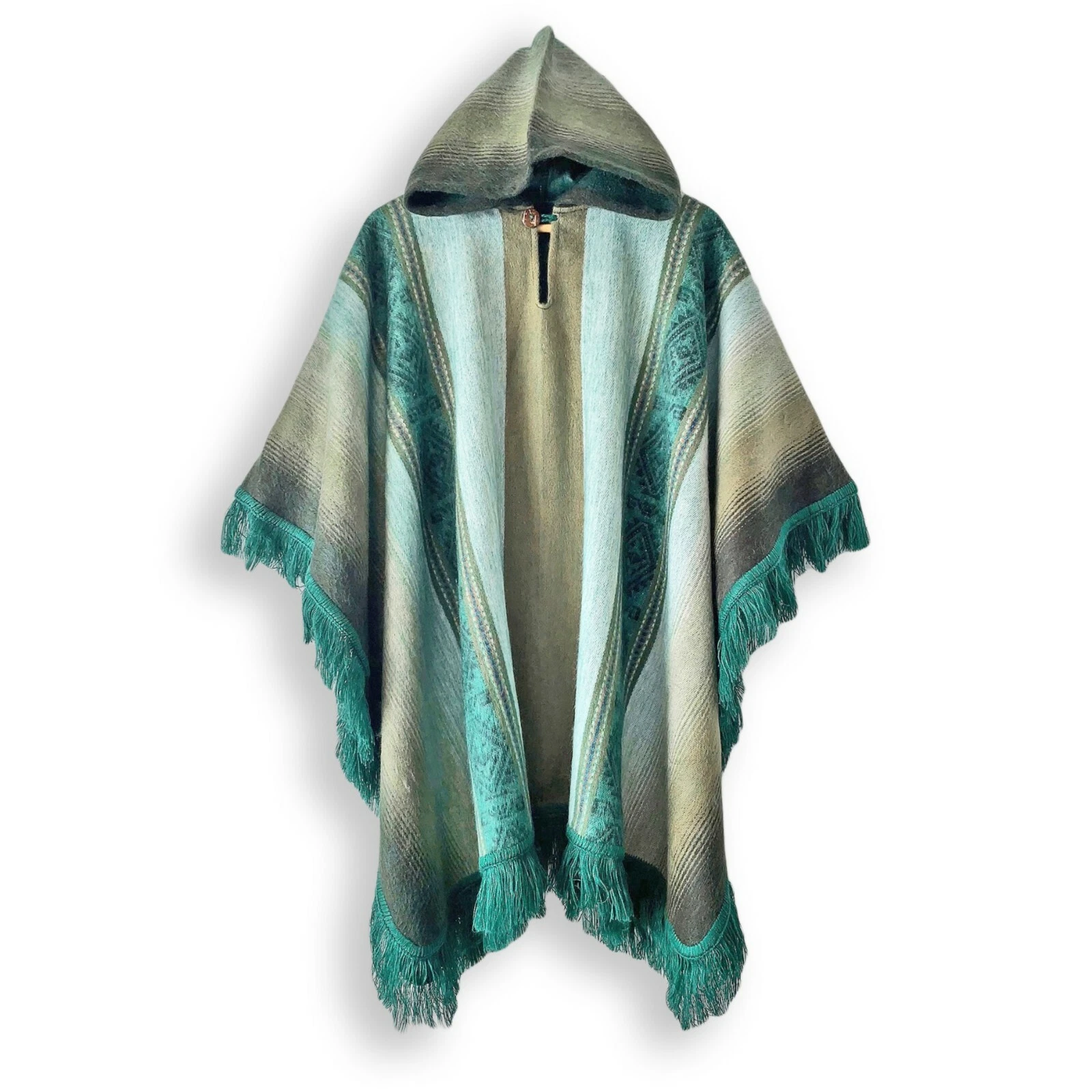 Lightweight BABY ALPACA Wool Hooded Fringed Poncho Pullover UNISEX Handmade
Opens in a new window or