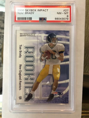 2000 SKYBOX IMPACT TOM BRADY #27 NEW ENGLAND PATRIOTS ROOKIE RC PSA 8 NM-MT