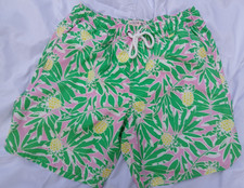 J Crew Men  s Flex Swimwear Trunks Green Pink Pineapple 7  Inseam Size Medium