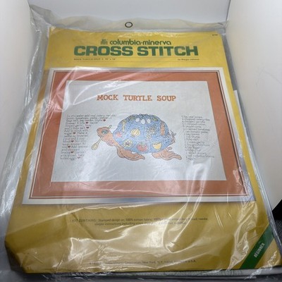 Vintage 1975 Mock Turtle Soup Recipe 18x14 Columbia-Minerva Cross Stitch Kit