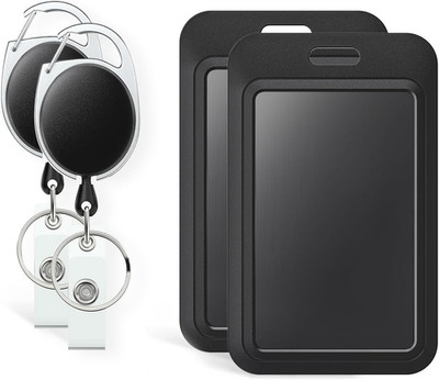 2 Pcs Schiebe Ausweishülle Vertikale Schwarze Hartplastik-Kartenhülle mit Einzie