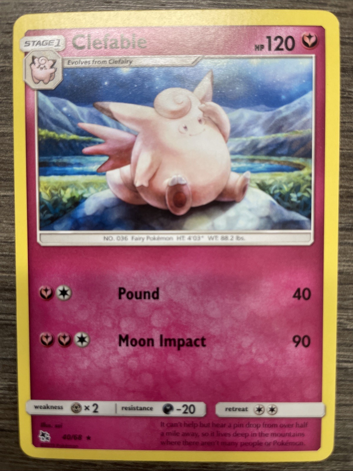 Pokemon - Clefable - 40/68 - Hidden Fates - Rare - NM/M Pokémon TCG Card