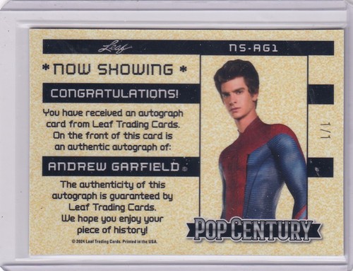2024 Leaf Pop Century Metal ANDREW GARFIELD Spider-Man Mojo AUTO 1/1 Autograph - Picture 2 of 2