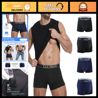 Men's Washable Incontinence Underwear - Absorbent Leak-Proof Boxer Briefs 4-Pack