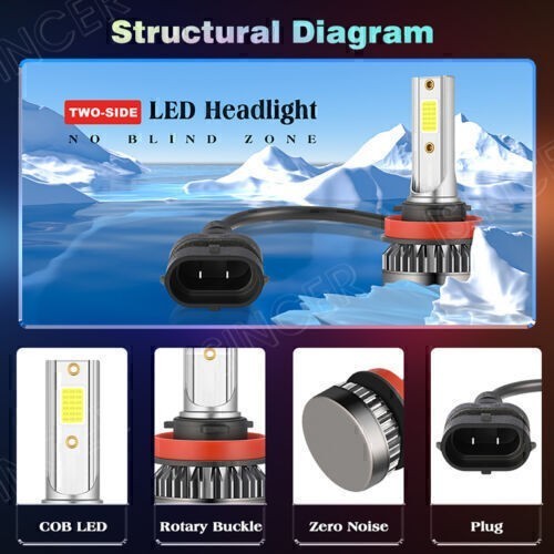 6X 9005 9006 H11 Combo Faros LED Faros Antiniebla Kit Alto Bajo 6500K Blanco - Imagen 8 de 11