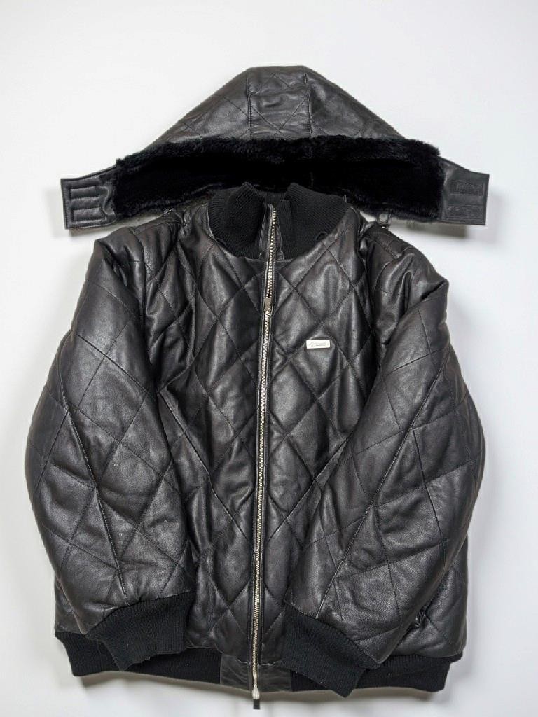 ECKO UNLTD 黒レザージャケット vintage Y2K jacket ECKO UNLTD leather bomber 2XL black SHERPA