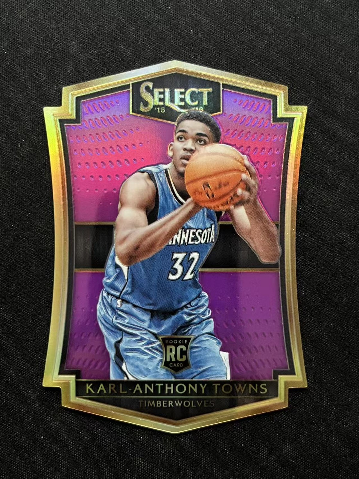 2015-16 Select Karl-Anthony Towns RC Premier Level Purple Prizm Die Cut  /99
