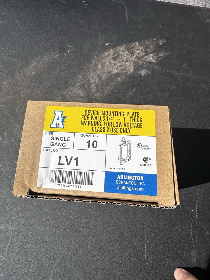 Arlington LV1 Device Mounting Plate For Walls 1/4''-1'' Thick Pack of 10 1E - Image 2 of 4