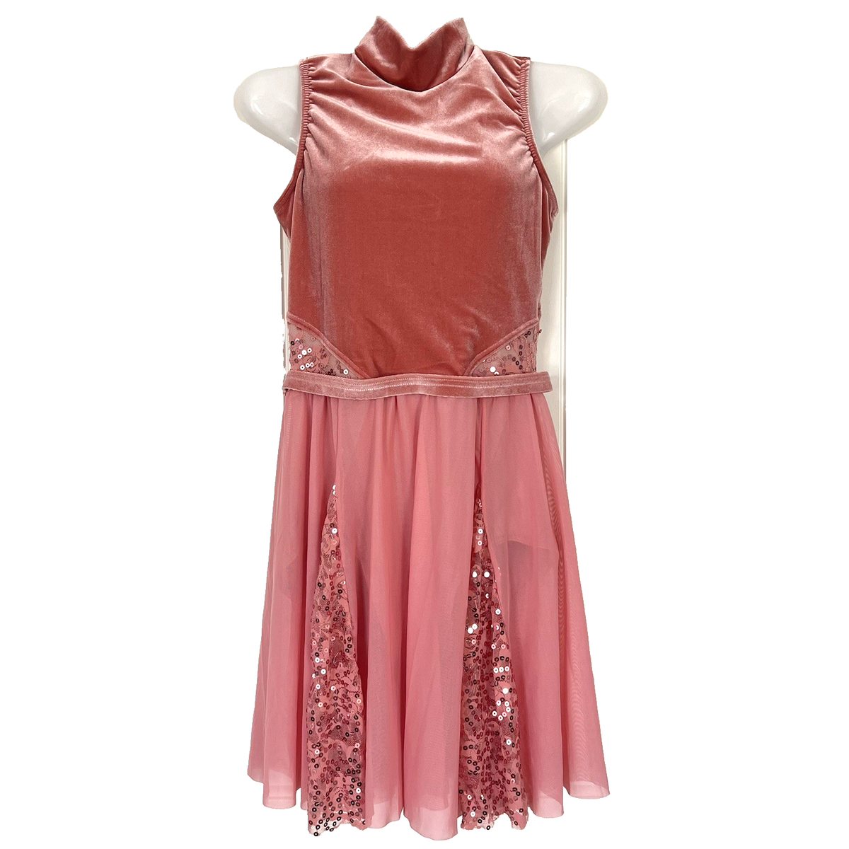 Weissman Showtime Joyful SA Small Adult Petal Pink Velvet Sequin Godet 15126 Weissman Showtime Joyful SA Small Adult Petal Pink Velvet Sequin Godet 15126
