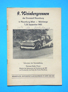 Programm Heft 9. Weinbergrennen Naumburg 1985 Bergrennen ADMV DDR