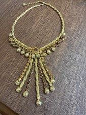 Vintage Choker By St Labre Runway Look! Gold Beads Amber Rhinestones Stunning