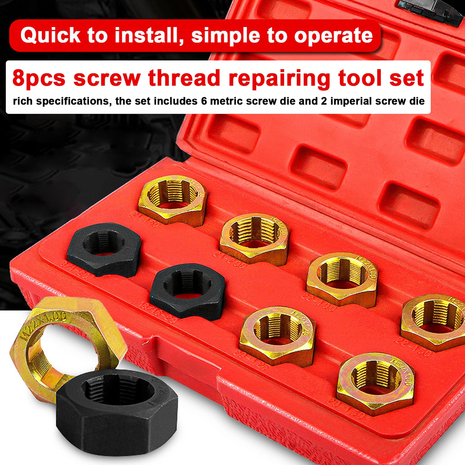 8PCS Car Transmission Shaft Screw Repairing Kit Inch Thread Repairer Set