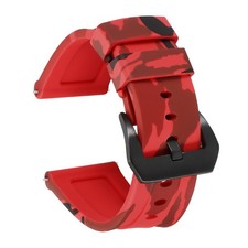 Silicone Watch Bands 26mm Soft Watch Band with Black Buckle, Camo Red