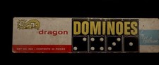 Halsam Dragon Dominoes Wooden Double Six 28 Pieces, No. 622 Vintage Complete Set