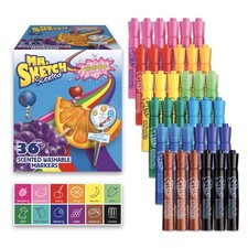 Scented Washable Markers, Chisel Tip Marker, Assorted Colors, 36 Count