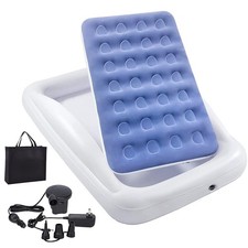 Inflatable Kids Travel Bed Toddler Air Mattress 62 40 12 inch, Blue