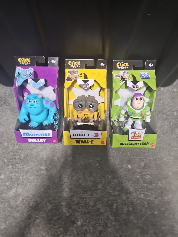 Nuevo en caja Mattel Disney Pixar Click Figs Lote de (3) Figuras - Sully, Wall-E, Buzz  Foto 3 de 4