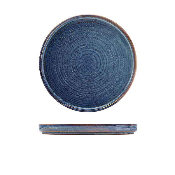 Terra Porcelain Aqua Blue Low Presentation Plate Dining Serving 21cm Pack of 6