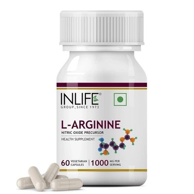 INLIFE L Arginin Kapseln 1000mg Nahrungsergänzungsmittel - 60 Kapseln