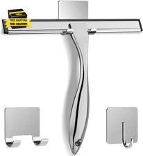 All-Purpose Stainless Steel Shower Squeegee for Shower Glass Door with 2 Adhesiv