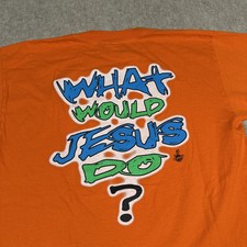 VTG WWJD T-shirt XL? Orange What Would Jesus Do USA Made (Flaw)