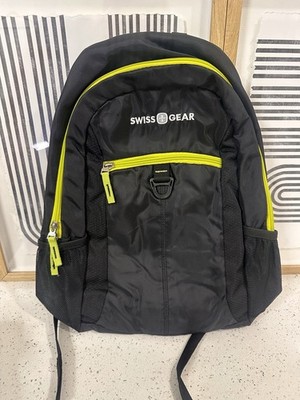 NWT SWISS+GEAR LIGHTWEIGHT NYLON BLACK/NEON YELLOW BACKPACK 17in By 13in.