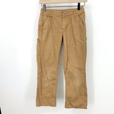 Carhartt Kids Size 10 Jenas Brown Duck Canvas Khakis Straight Leg Adjust Cotton