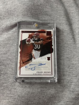 2023 Impeccable Rookie Autographs Chase Brown #RA-CB RED/75 (AU, RC)**Bengals