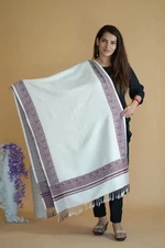 White Women's Kashmiri Shawl Indian Pashmina Shawl Wrap Scarf Warm Stole