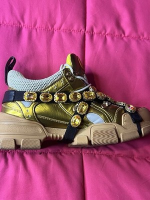 Size 8.5 - Gucci Flashtrek Crystals White for sale online | eBay