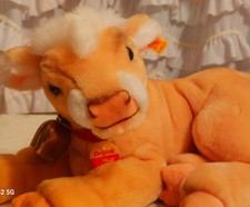 Steiff Soft Plush Lying Baby Cow Calf VINTAGE Germany MID 1980's ALL TAGS