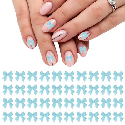 Nail Bows, 3D Flowers for Nails for DIY Manicure 100 Pcs Blue