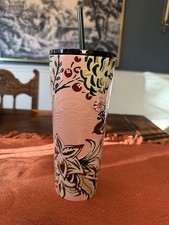 Starbucks 2022 Holiday Pink Enchanted Forest 24oz Stainless Steel Tumbler