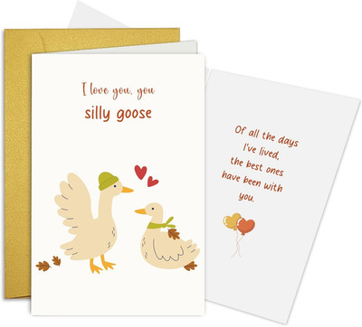 Funny Silly Goose Valentine'S Day Card for Him Her, Humor Birthday Card for Husb